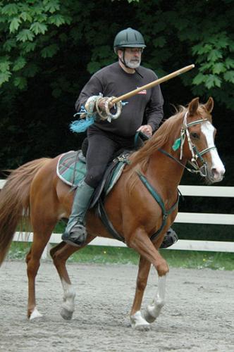 Jim Beidle with Hana as a knight in dingy armor